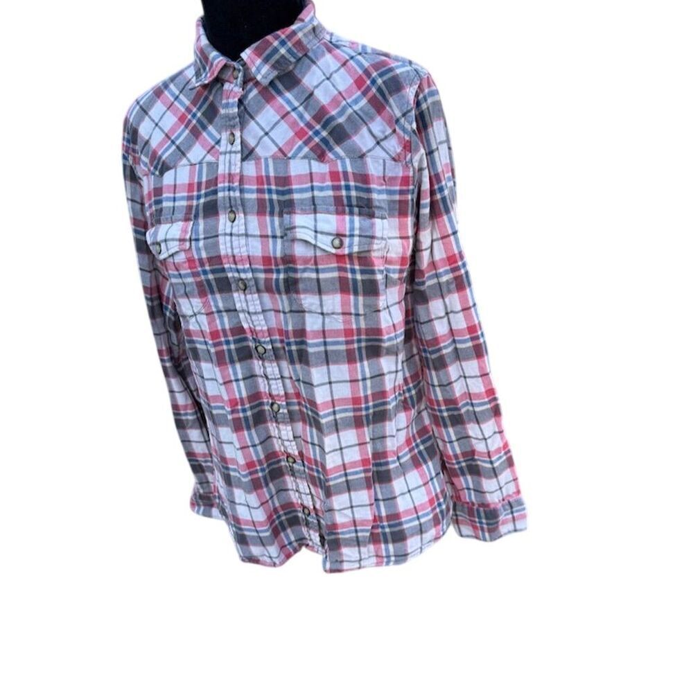 Jachs Girlfriend Plaid Pearl Snap Shirt Small - Picture 5 of 8